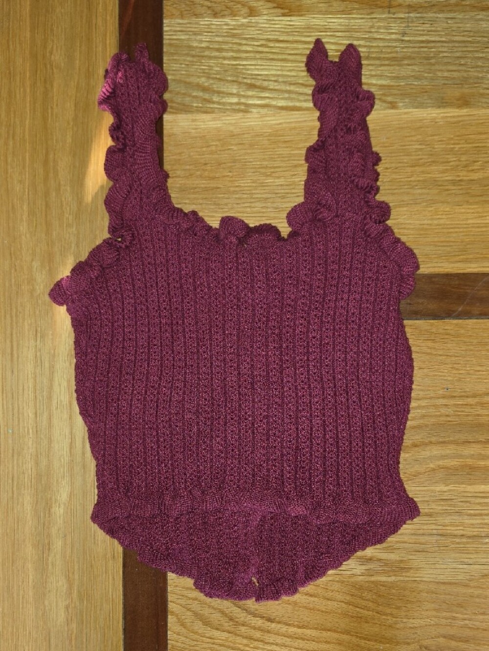 NWT Ruffled Maroon Button-Up Top - Picture 2 of 4